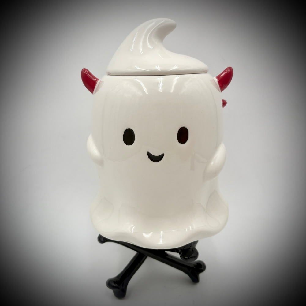 Ghost Devil Halloween Ceramic Jar with Lid Spooky‎ Decor Candy Canister